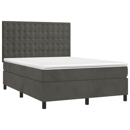 Giroletto a Molle con Materasso Grigio Scuro 140x200 cm Velluto | homemem39