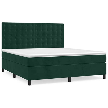 Giroletto a Molle con Materasso Verde Scuro 160x200 cm Velluto | homemem39