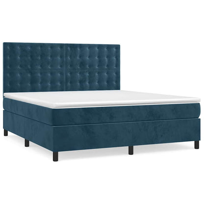 Giroletto a Molle con Materasso Blu Scuro 160x200 cm in Velluto