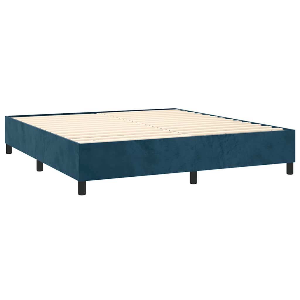 Giroletto a Molle con Materasso Blu Scuro 160x200 cm in Velluto