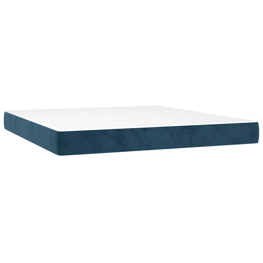 Giroletto a Molle con Materasso Blu Scuro 160x200 cm in Velluto