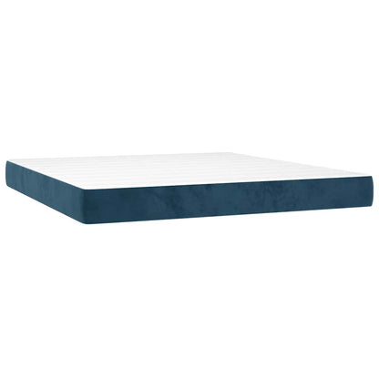 Giroletto a Molle con Materasso Blu Scuro 160x200 cm in Velluto