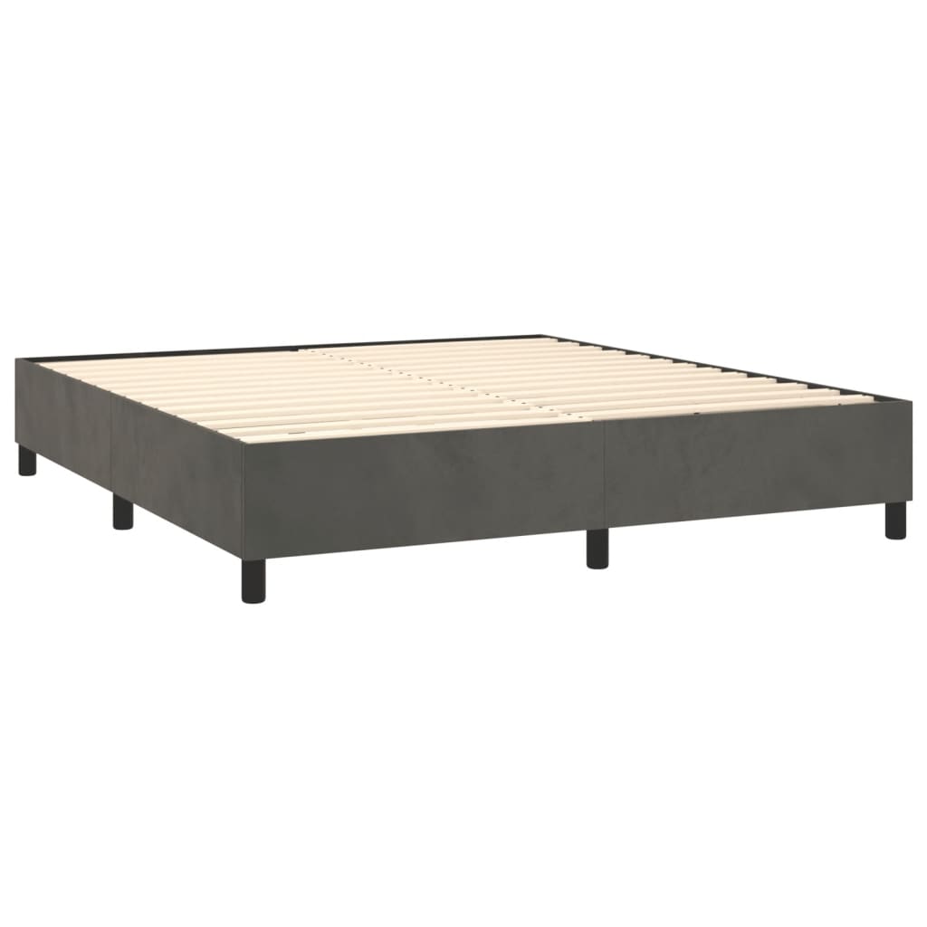 Spring bed frame with dark gray mattress 180x200 cm velvet