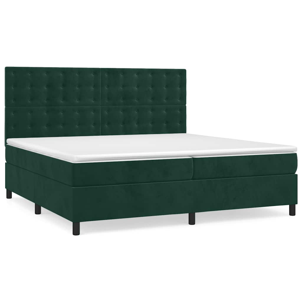 Giroletto a Molle con Materasso Verde Scuro 200x200 cm Velluto | homemem39