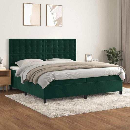 Giroletto a Molle con Materasso Verde Scuro 200x200 cm Velluto | homemem39