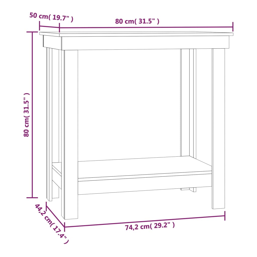 Banco da Lavoro 80x50x80 cm in Legno Massello di Pino | homemem39