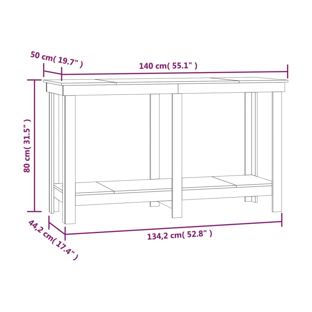 Banco da Lavoro 140x50x80 cm in Legno Massello di Pino | homemem39