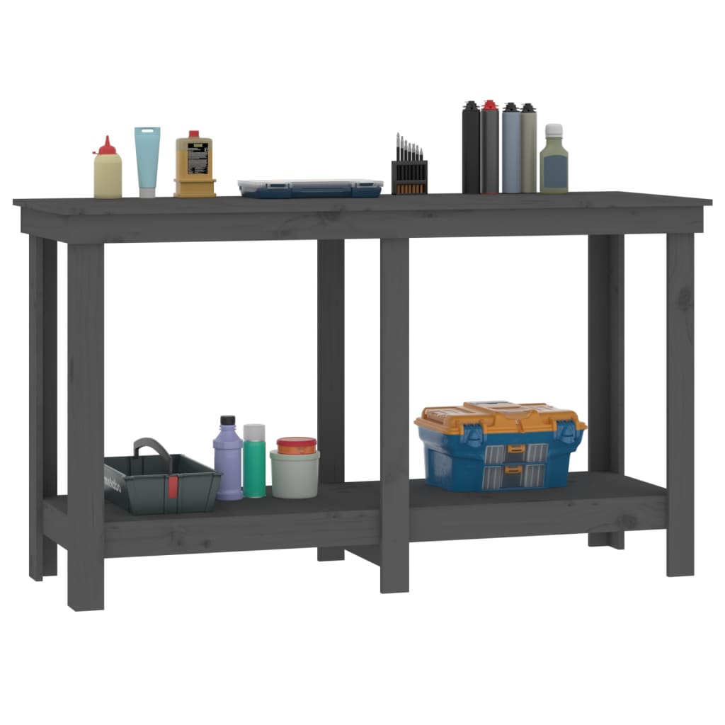 Banco da Lavoro Grigio 140x50x80 cm in Legno Massello di Pino | homemem39