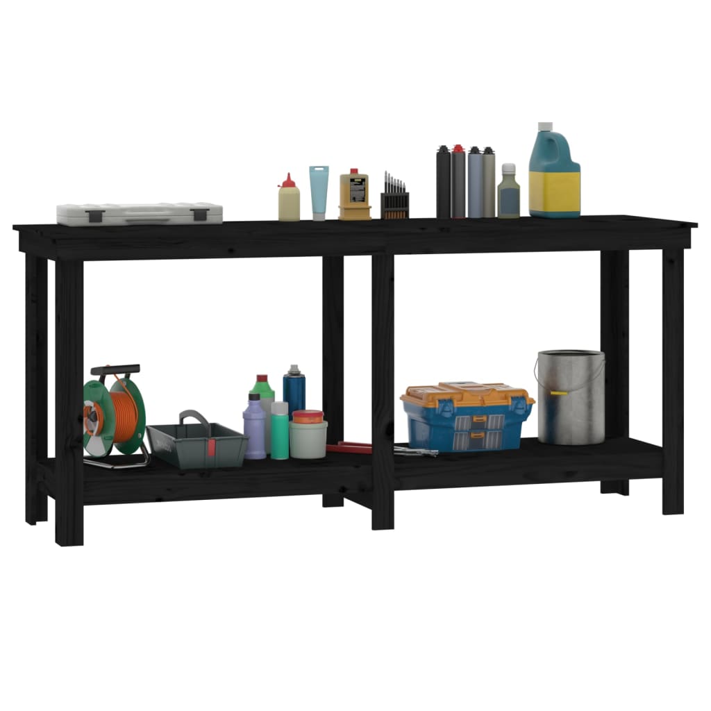 Banco da Lavoro Nero 180x50x80 cm in Legno Massello di Pino | homemem39