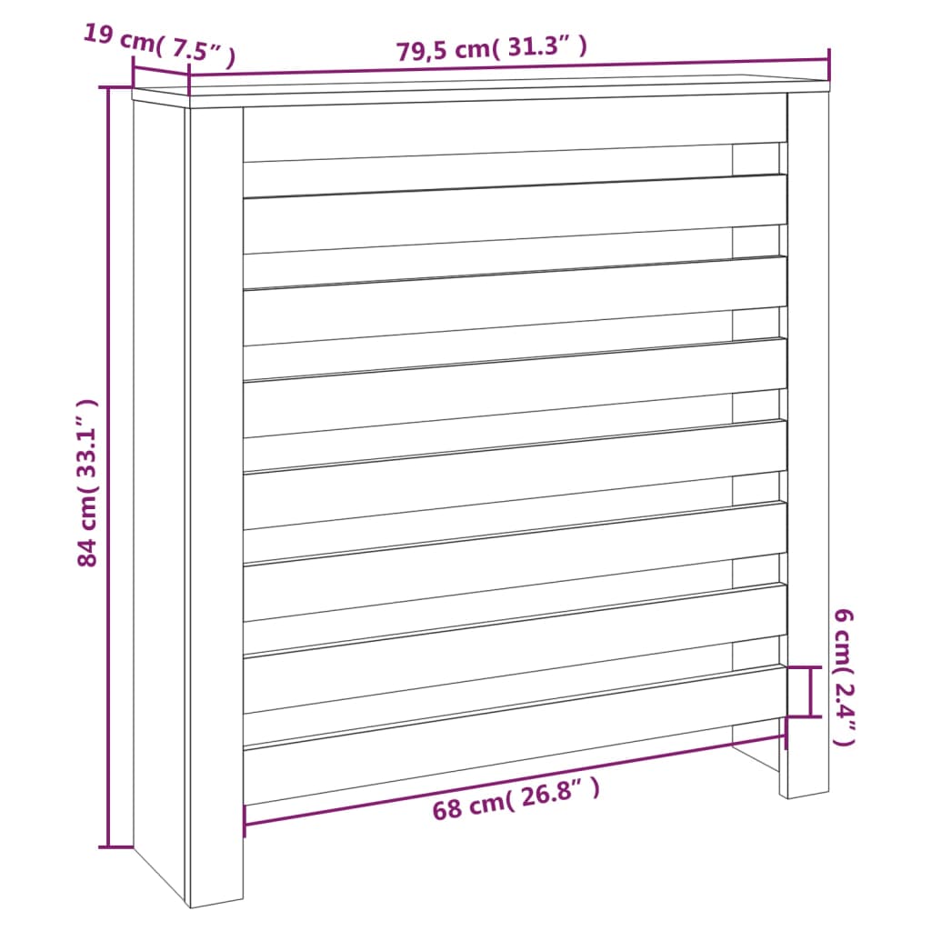 Copertura Termosifone 79,5x19x84 cm Legno Massello Pino