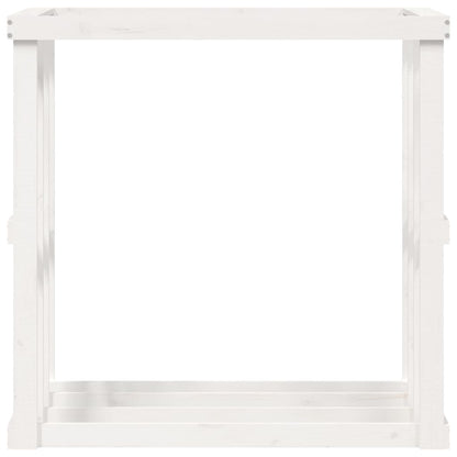 Portaceppi da Esterno Bianco 108x52x106 cm Legno Massello Pino - homemem39
