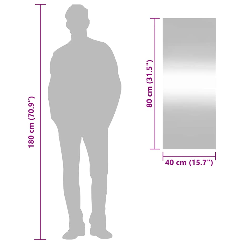Specchio da Parete 40x100 cm Vetro Rettangolare | homemem39