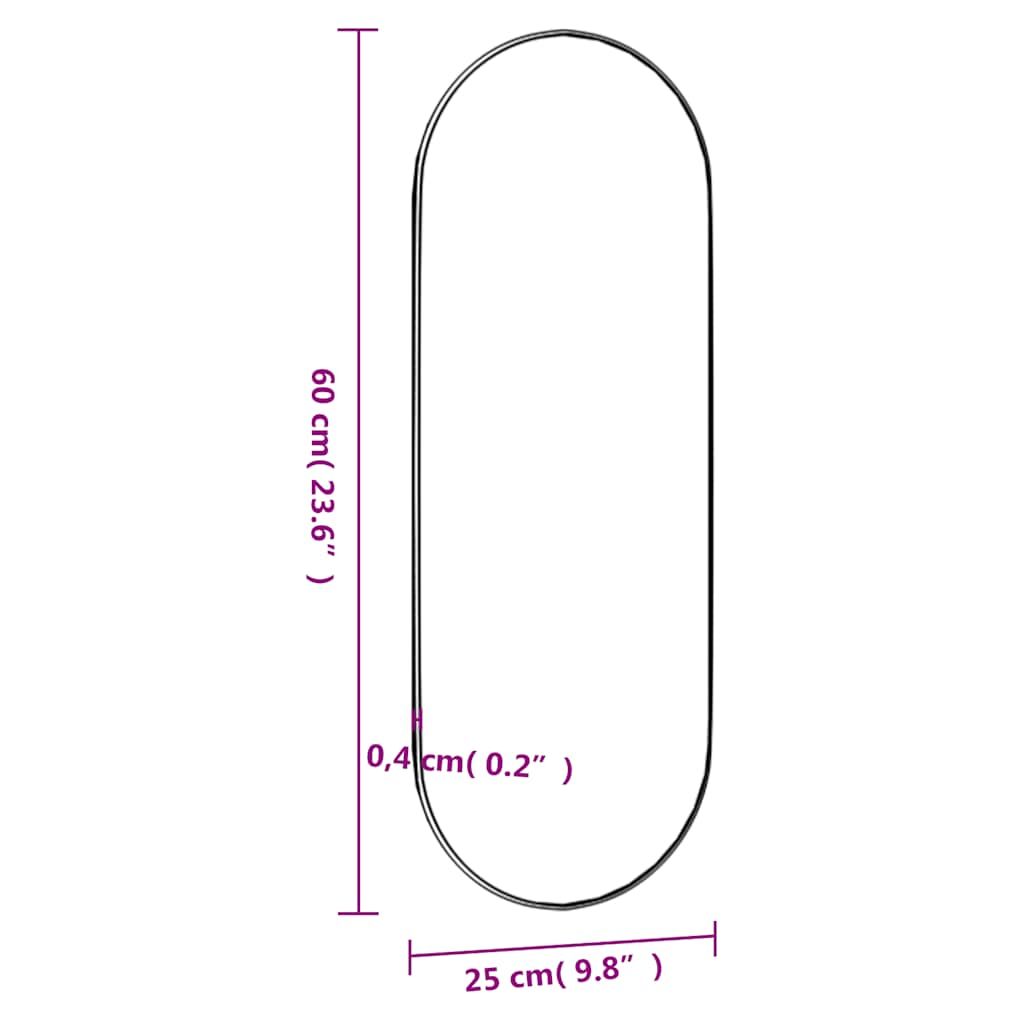 Specchio da Parete 25x60 cm Vetro Ovale