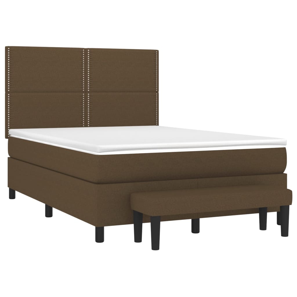 Giroletto a Molle con Materasso Marrone Scuro 140x190cm Tessuto | homemem39