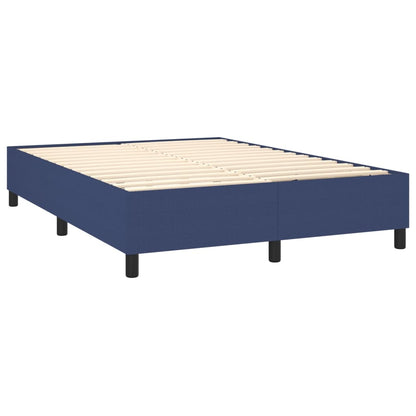 Spring bed frame with blue mattress 140x190 cm in fabric