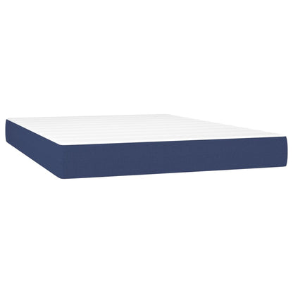 Spring bed frame with blue mattress 140x190 cm in fabric