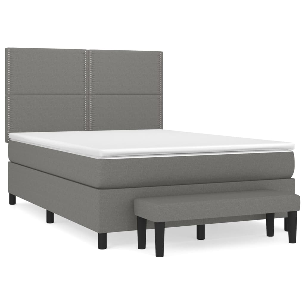 Giroletto a Molle con Materasso Grigio Scuro 140x200cm Tessuto | homemem39