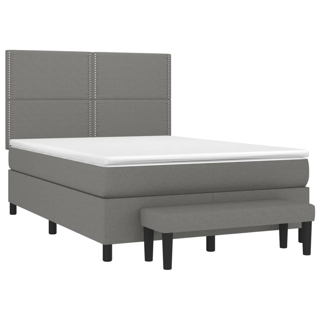 Giroletto a Molle con Materasso Grigio Scuro 140x200cm Tessuto | homemem39