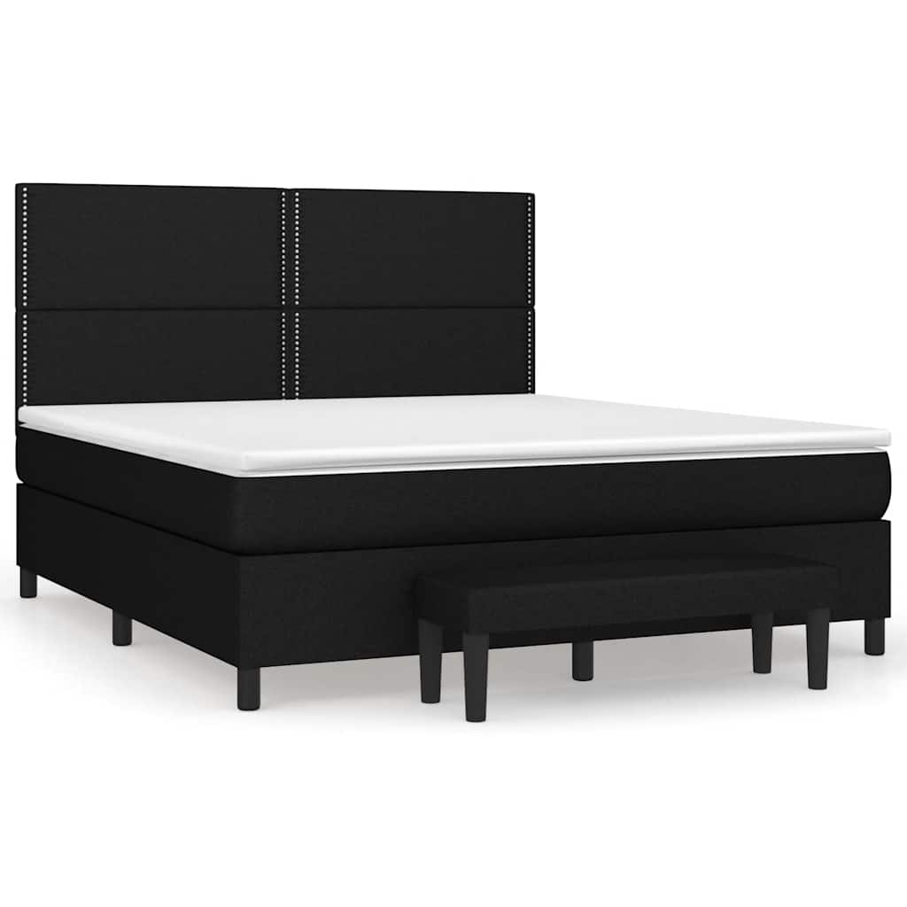 Giroletto a Molle con Materasso Nero 160x200 cm in Tessuto | homemem39