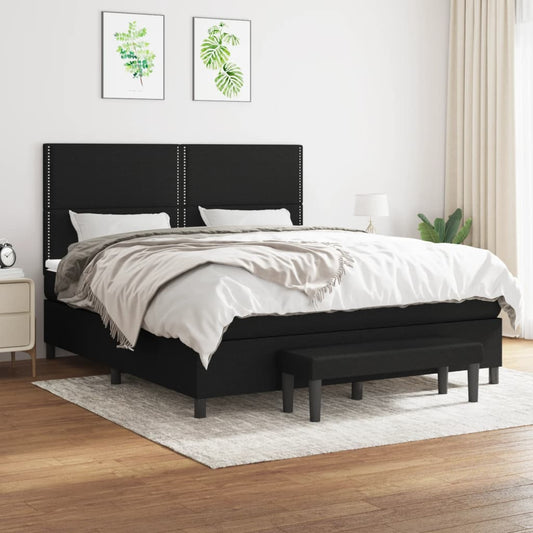 Spring bed frame with black mattress 180x200 cm in fabric