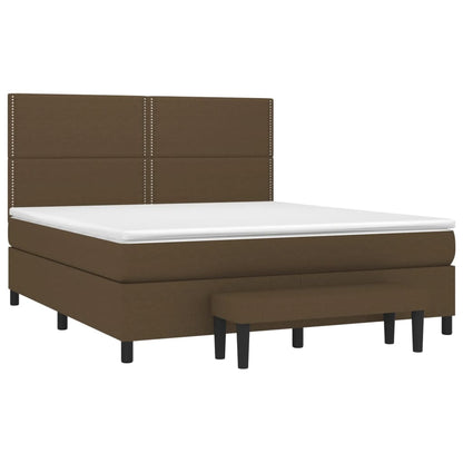 Giroletto a Molle con Materasso Marrone Scuro 180x200cm Tessuto