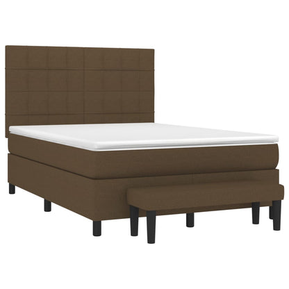 Giroletto a Molle con Materasso Marrone Scuro 140x190cm Tessuto | homemem39
