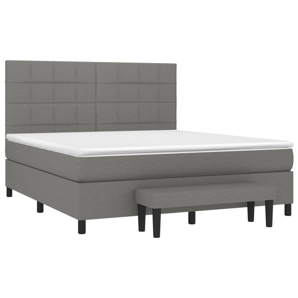 Giroletto a Molle con Materasso Grigio Scuro 160x200 cm Tessuto