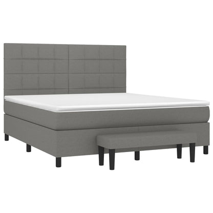 Giroletto a Molle con Materasso Grigio Scuro 180x200 cm Tessuto
