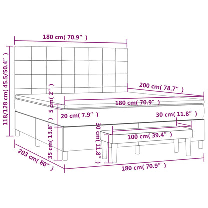 Spring bed frame with cream mattress 180x200 cm in fabric