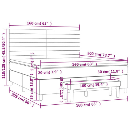 Giroletto a Molle con Materasso Tortora 160x200 cm in Tessuto