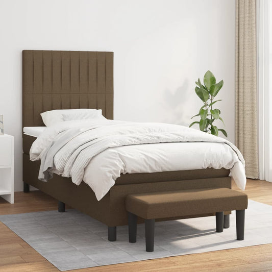 Giroletto a Molle con Materasso Marrone Scuro 90x190cm Tessuto | homemem39