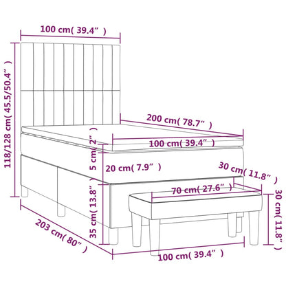 Giroletto a Molle con Materasso Grigio Chiaro100x200 cm Tessuto - homemem39