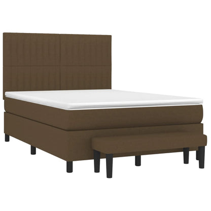 Giroletto a Molle con Materasso Marrone Scuro 140x190cm Tessuto