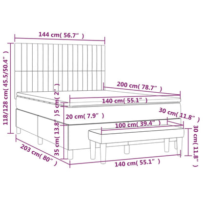 Federbettgestell mit schwarzer Matratze 140x200 cm aus Stoff