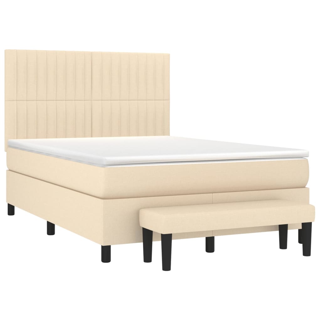 Giroletto a Molle con Materasso Crema 140x200 cm in Tessuto | homemem39