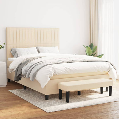 Giroletto a Molle con Materasso Crema 140x200 cm in Tessuto