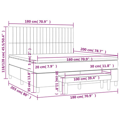 Giroletto a Molle con Materasso Marrone Scuro 180x200cm Tessuto - homemem39