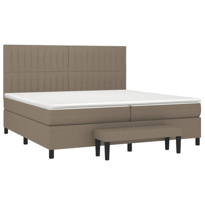 Spring bed frame with dove gray mattress 200x200 cm in fabric