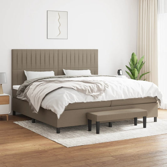 Spring bed frame with dove gray mattress 200x200 cm in fabric