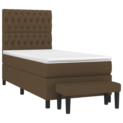 Giroletto a Molle con Materasso Marrone Scuro 90x190cm Tessuto | homemem39