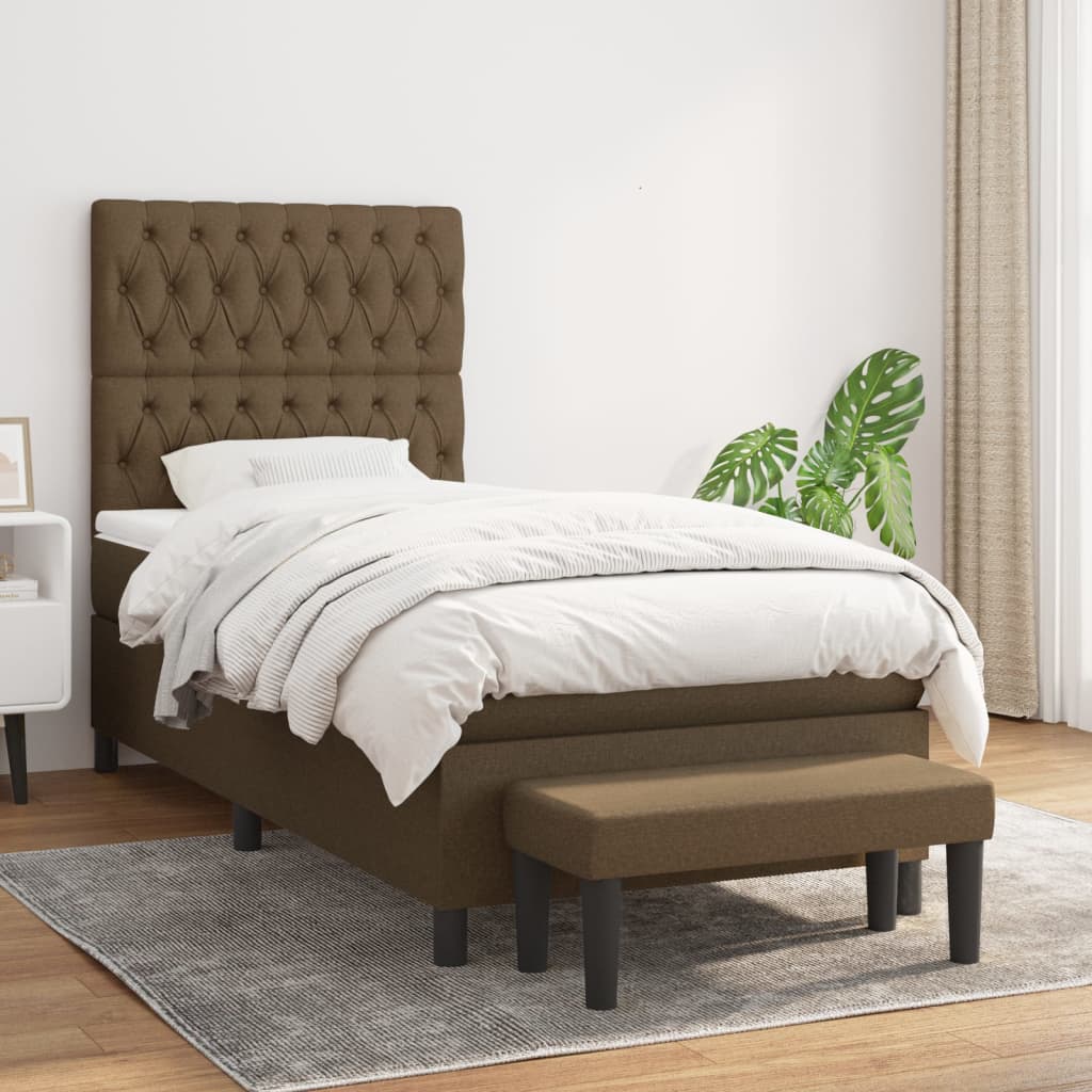 Giroletto a Molle con Materasso Marrone Scuro 90x190cm Tessuto | homemem39
