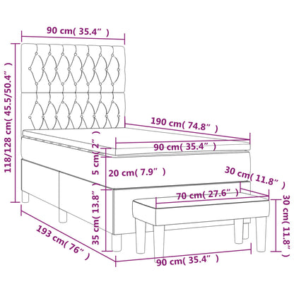 Giroletto a Molle con Materasso Tortora 90x190 cm in Tessuto