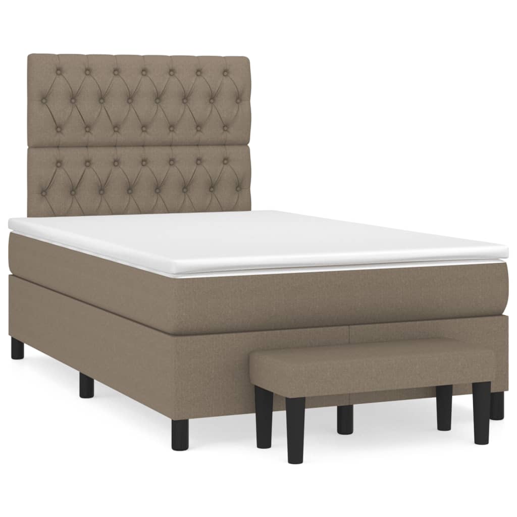 Spring bed frame with dove gray mattress 120x200 cm in fabric