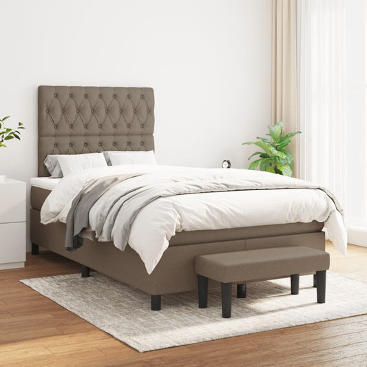 Spring bed frame with dove gray mattress 120x200 cm in fabric