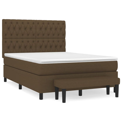 Giroletto a Molle con Materasso Marrone Scuro 140x200cm Tessuto | homemem39