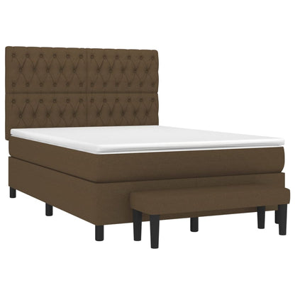 Giroletto a Molle con Materasso Marrone Scuro 140x200cm Tessuto | homemem39