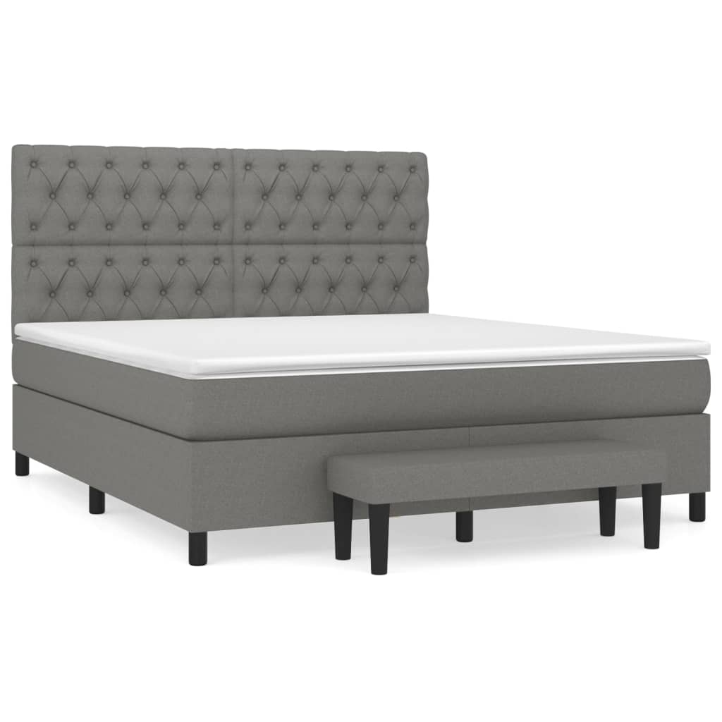 Giroletto a Molle con Materasso Grigio Scuro 160x200 cm Tessuto