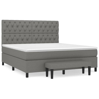 Giroletto a Molle con Materasso Grigio Scuro 160x200 cm Tessuto