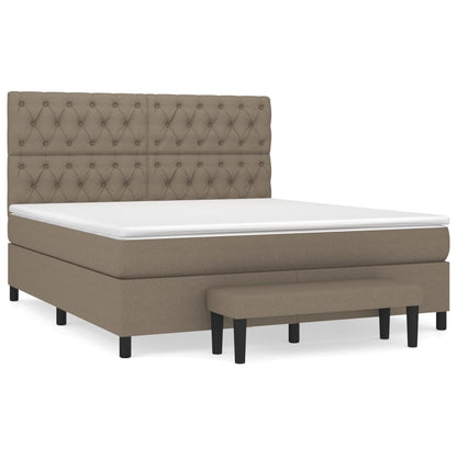 Spring bed frame with dove gray mattress 160x200 cm in fabric
