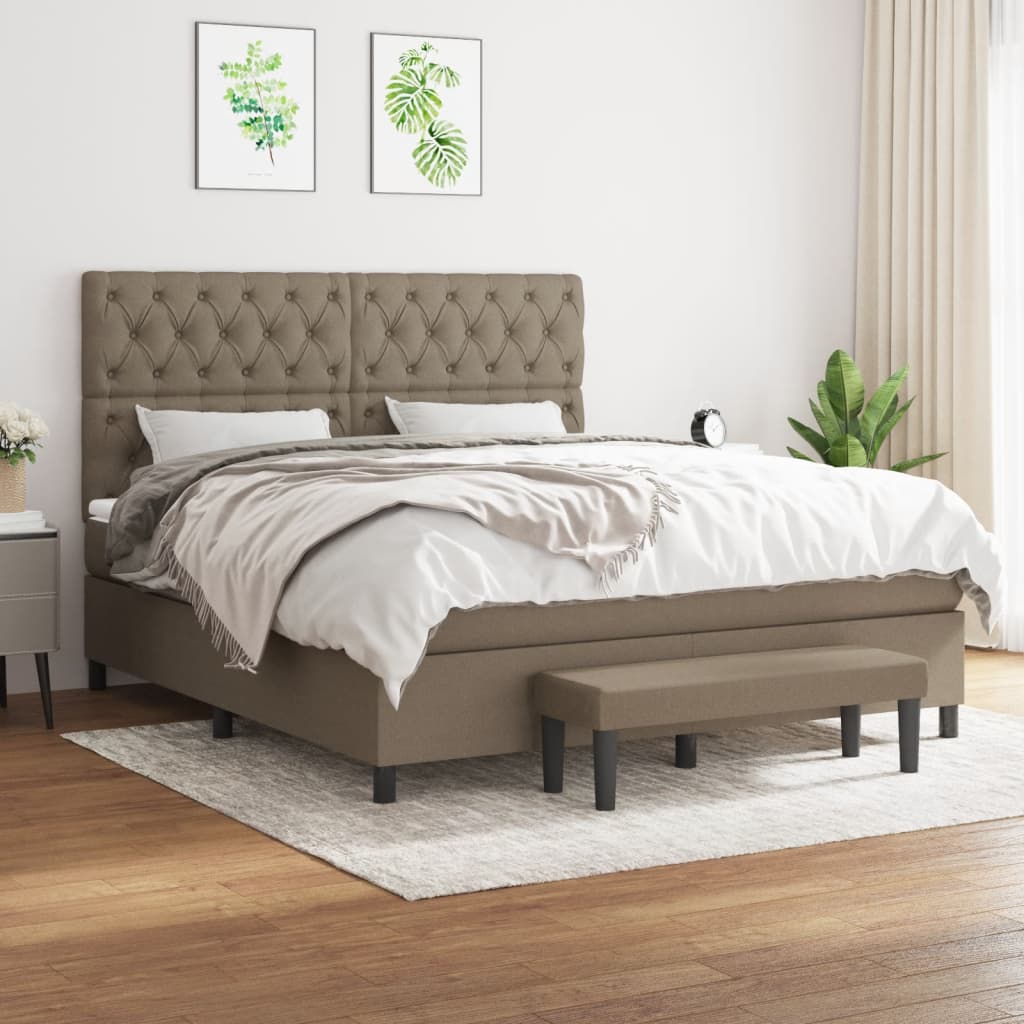 Spring bed frame with dove gray mattress 160x200 cm in fabric